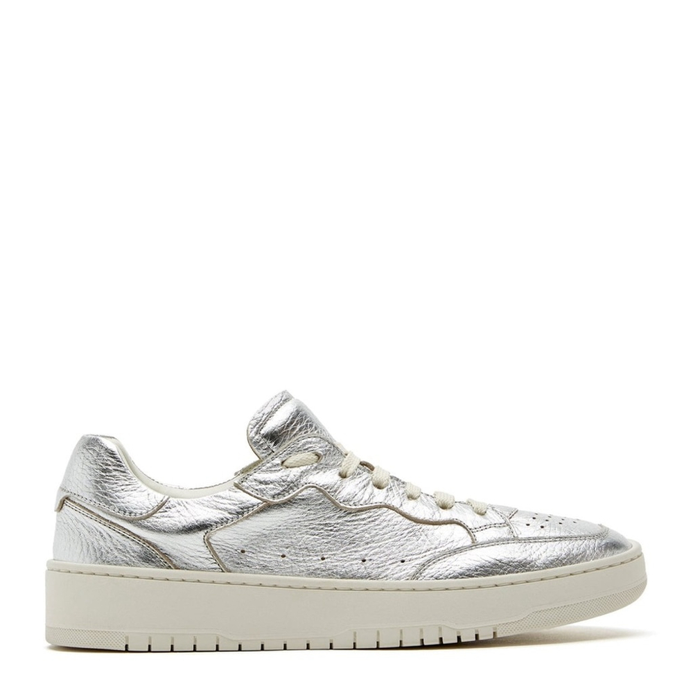 La CANADIENNE TARGET LEATHER SNEAKER Metallic Silver Casual EUC Size 9